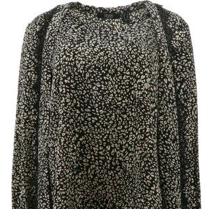 WOMEN'S SIZE 12 Printed Textured Satin Bow Blouse